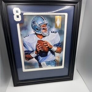 Troy Aikman Relic Gallery Collection 8X10 Framed Art Print With Game-used Jersey